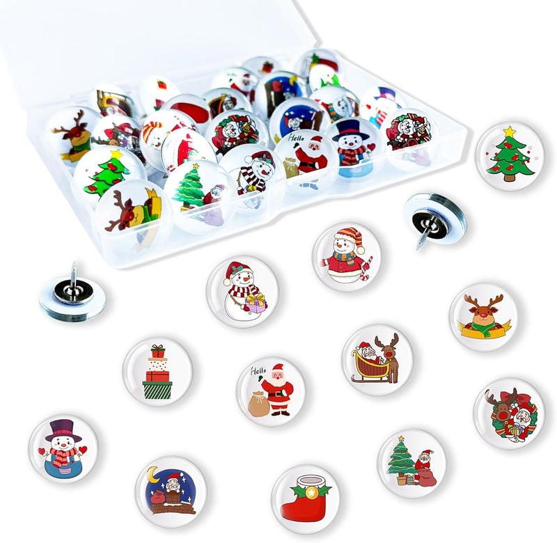 Tandarui 24Pcs Christmas Decorative Push pins,Cute Bulletin Board Tacks,Cork Board Tacks,Thumb Tack Decorative for CorkBoard, Office Organization or Home - Image 1